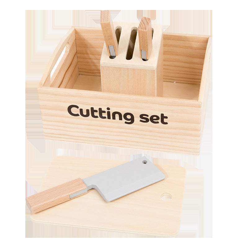 Wooden Food and Knife Play Set