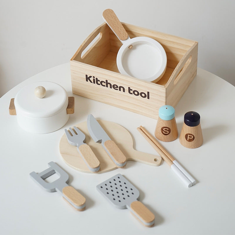 Wooden Food and Knife Play Set