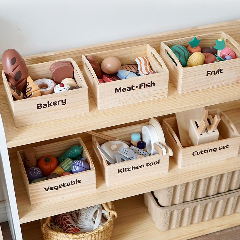 Wooden Food and Knife Play Set