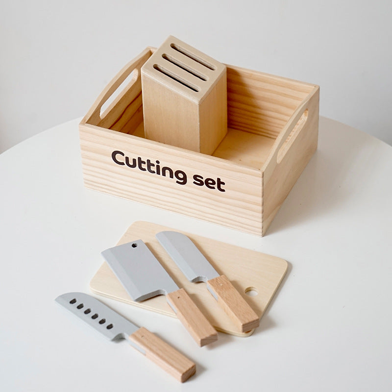 Wooden Food and Knife Play Set
